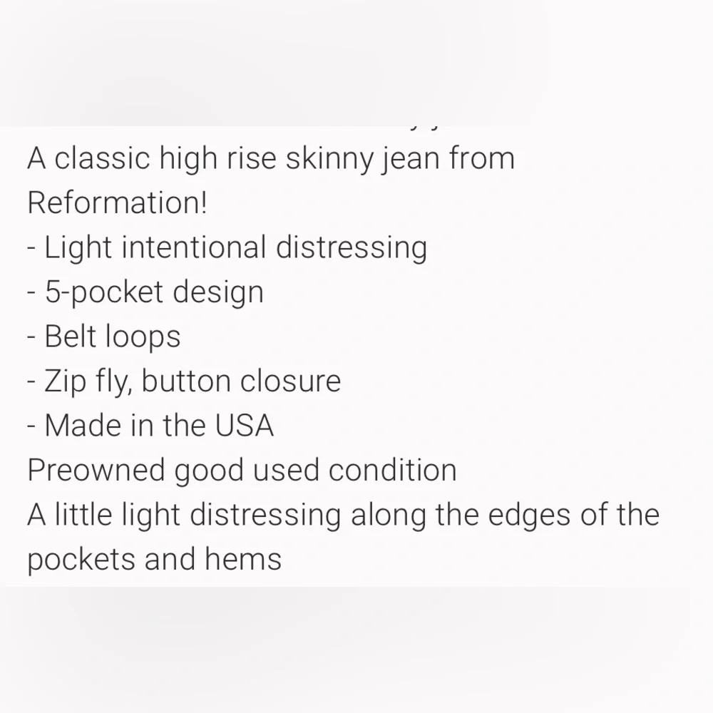 REFORMATION HIGH and SKINNY JEANS - Picture 12 of 12
